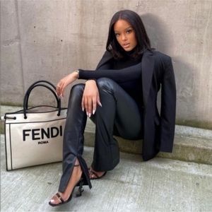 BLOGGERS FAVORITE NWT Zara FAUX LEATHER FLARED SLIM PANTS